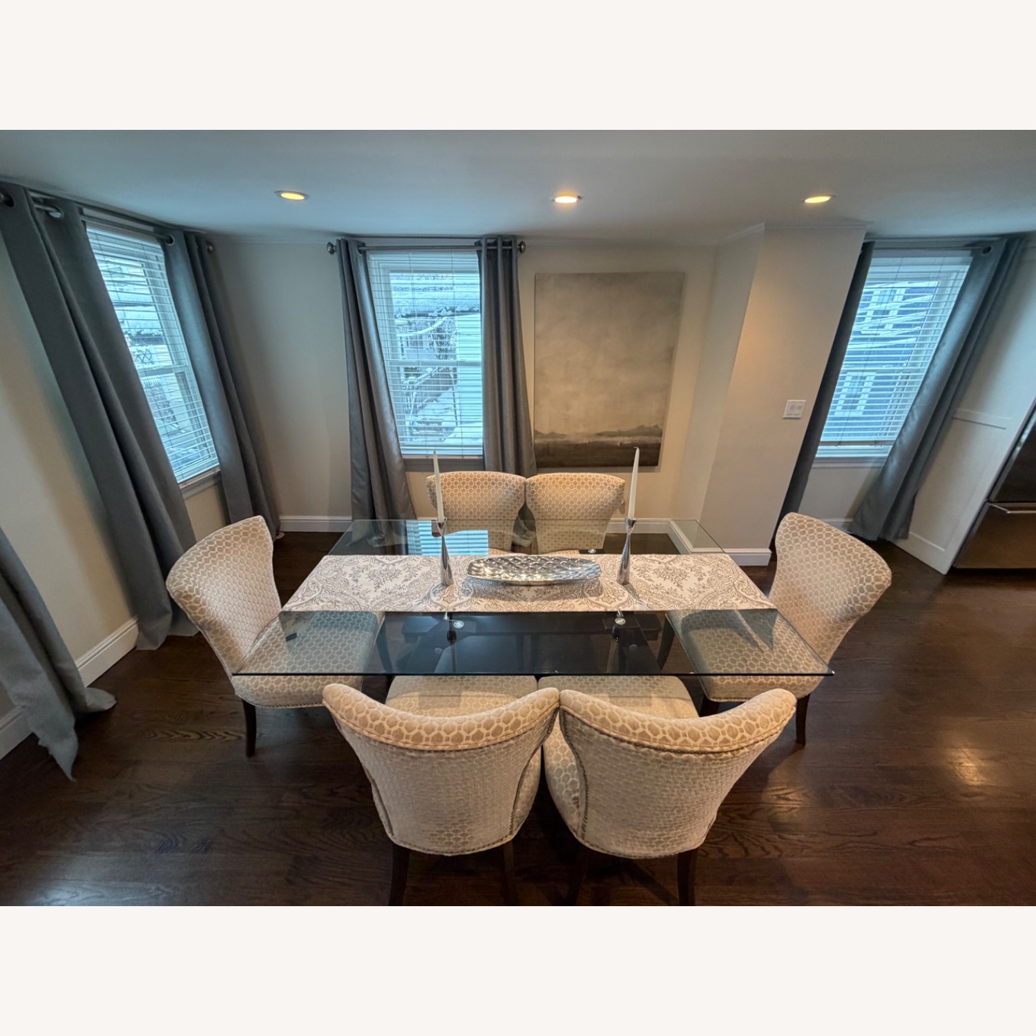 Steve Silver Co. Glass Dining Table Espresso Cherry Base 6 Chairs - image-3