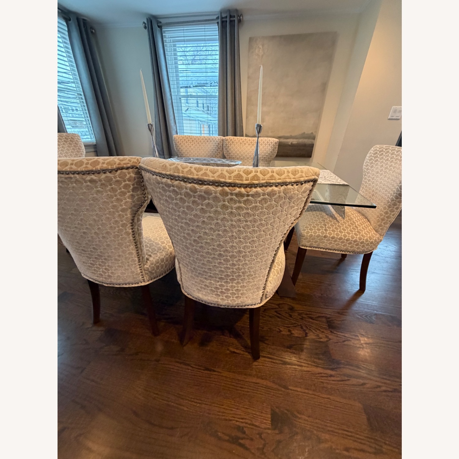 Steve Silver Co. Glass Dining Table Espresso Cherry Base 6 Chairs - image-4