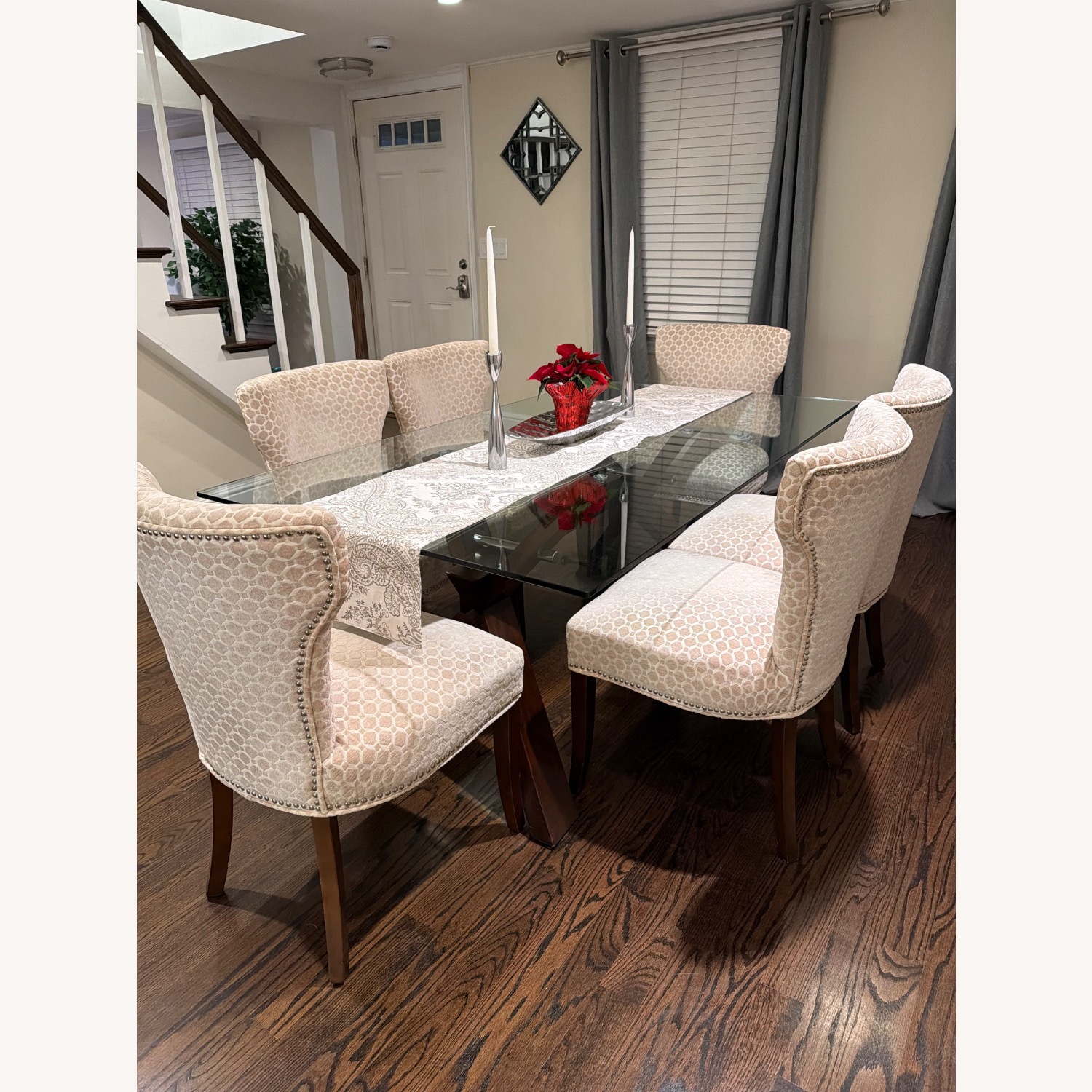 Steve Silver Co. Glass Dining Table Espresso Cherry Base 6 Chairs - image-5