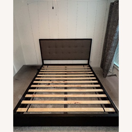 Used Star Solid Wood King Bed Frame Orion Upholstered Bed for sale on AptDeco