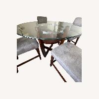 Value City Round Dining Table with Glass Top 