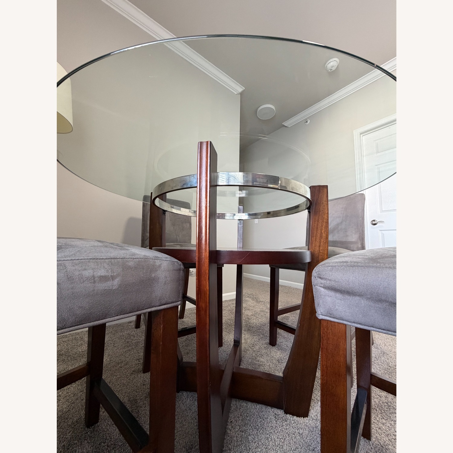 Value City Round Dining Table with Glass Top  - image-2