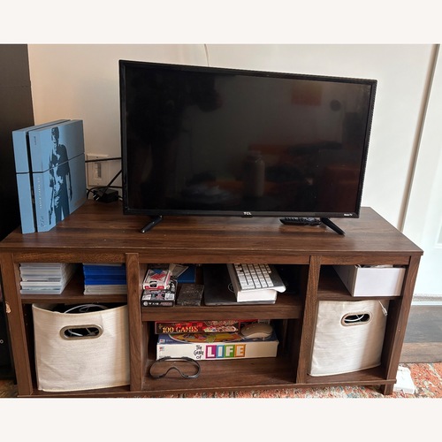 Used Mainstays Parsons TV Stand for TVs up to 50", Canyon Walnut for sale on AptDeco