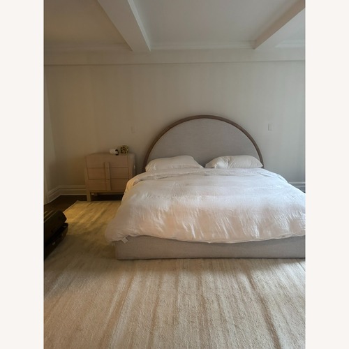 Used Crate & Barrel Rainey Natural Fabric King Bed for sale on AptDeco