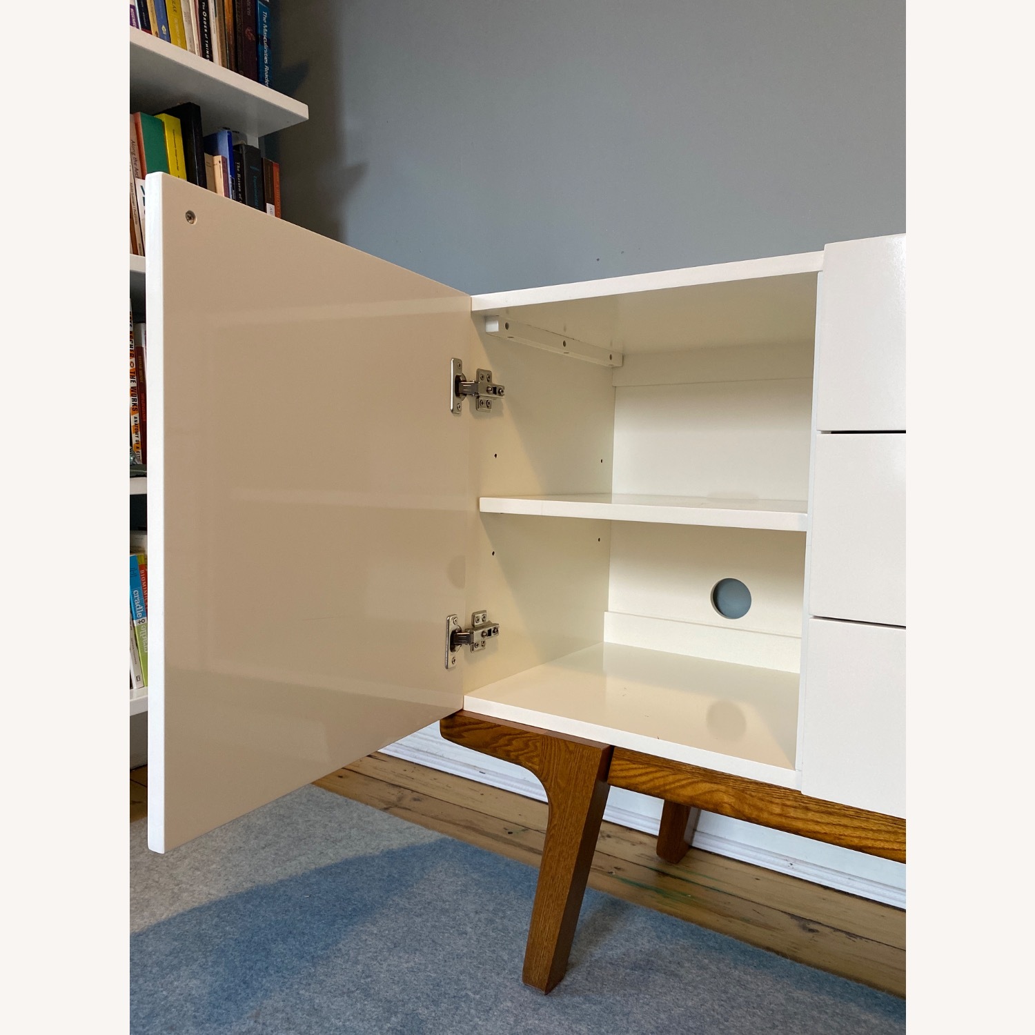 West Elm Modern White Wood Media Storage - image-6