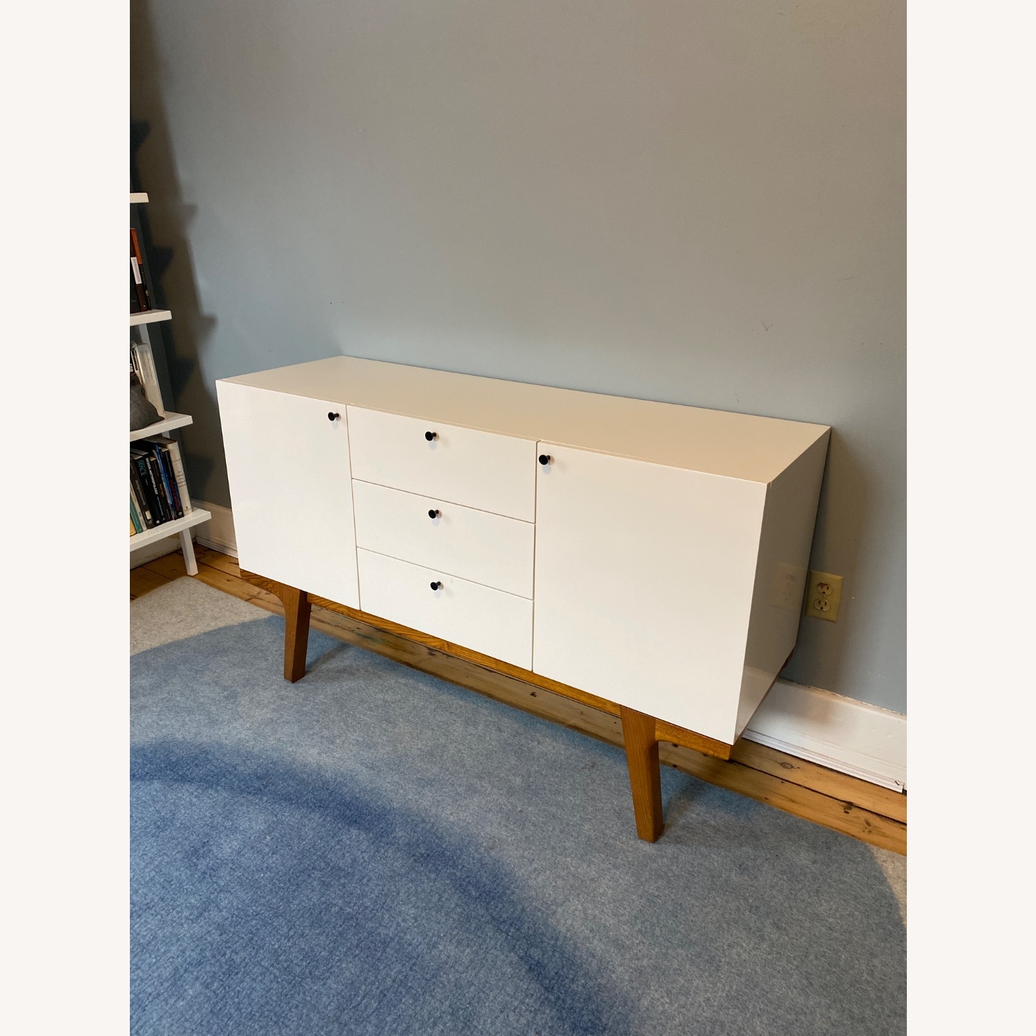 West Elm Modern White Wood Media Storage - image-2