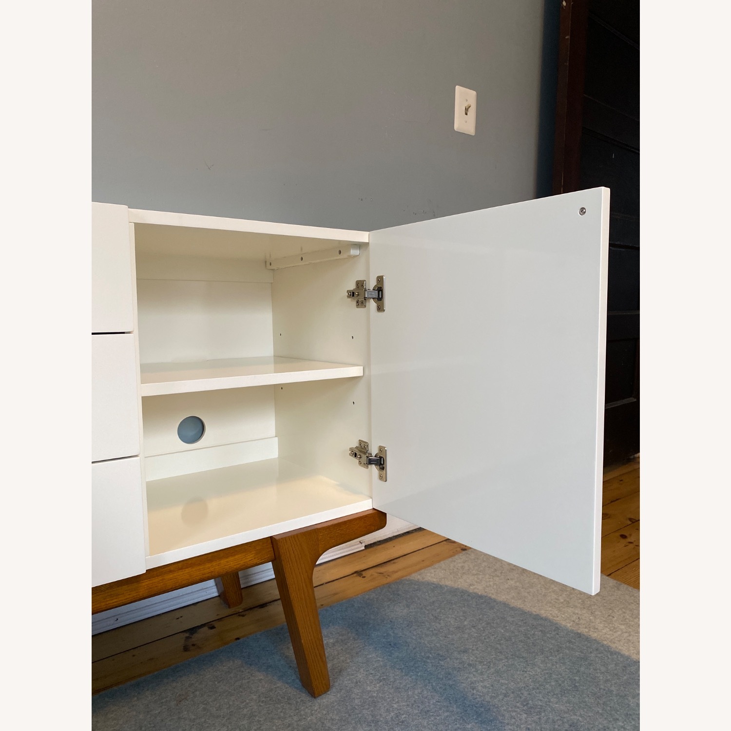 West Elm Modern White Wood Media Storage - image-8