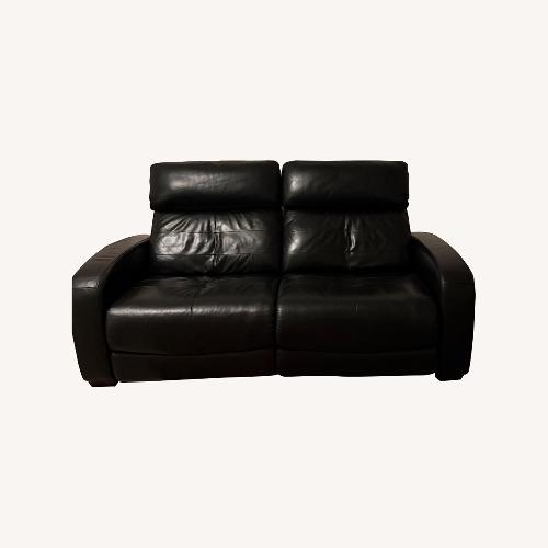 Used Black Leather Power Recline Loveseat for sale on AptDeco