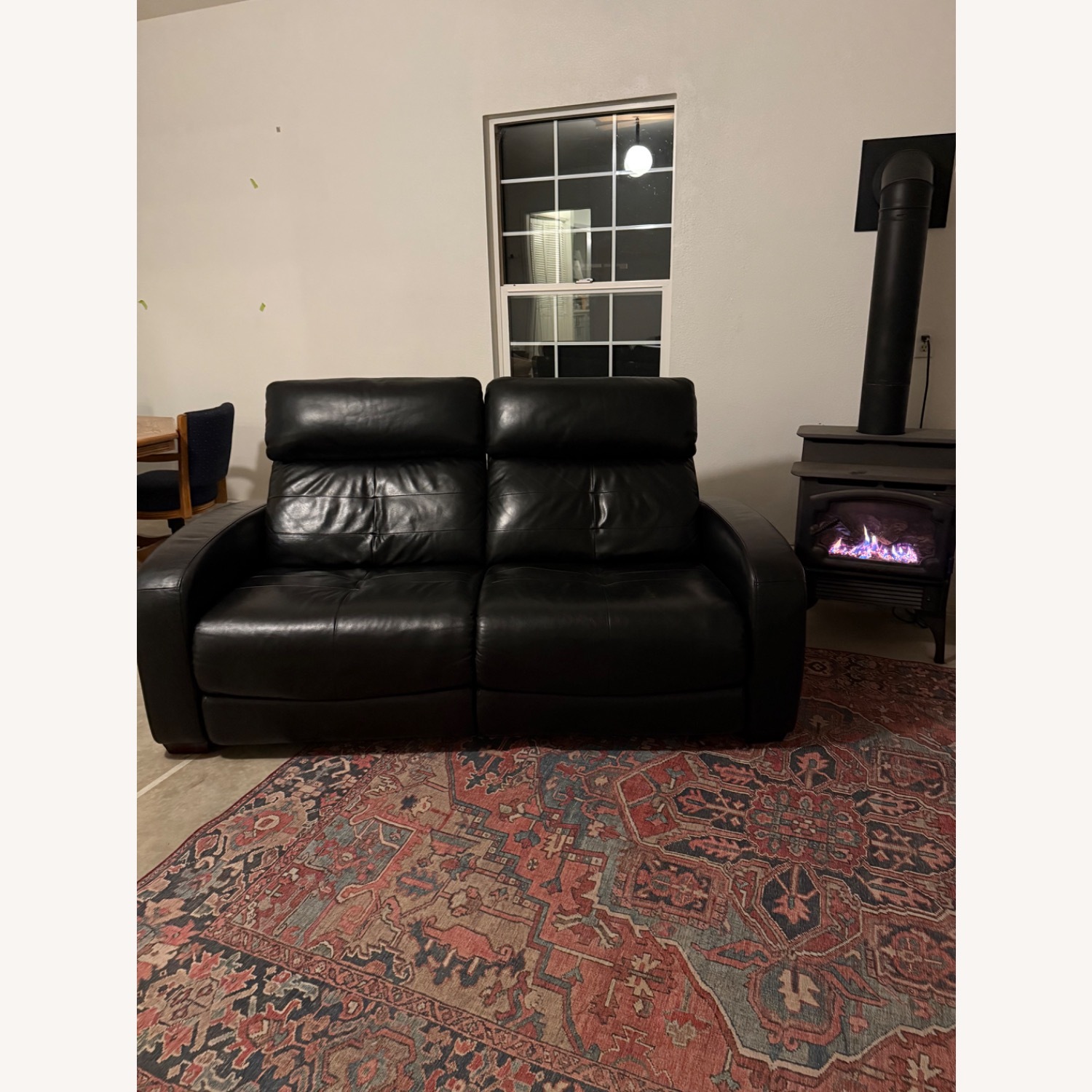 Black Leather Power Recline Loveseat - image-3