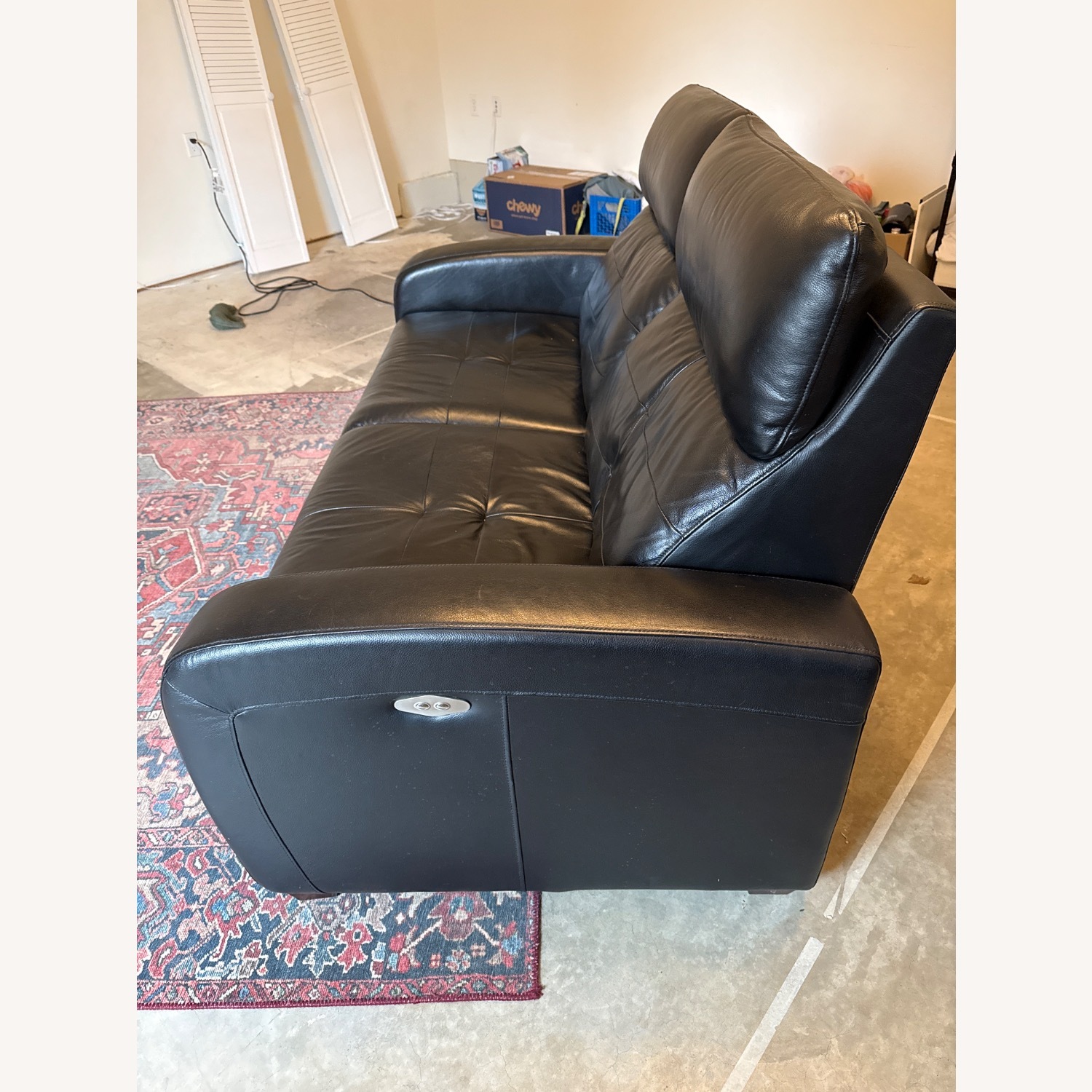 Black Leather Power Recline Loveseat - image-4