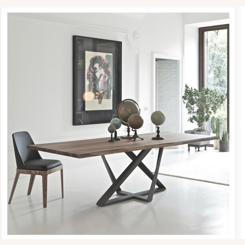 Used Bontempi Italian Walnut Dining Table Set w 6 Chairs for sale on AptDeco