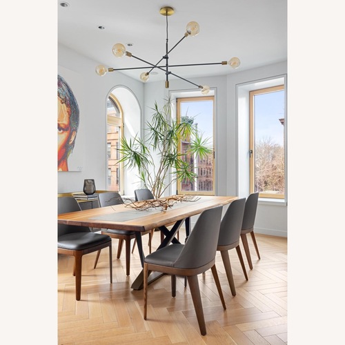 Used Bontempi Italian Walnut Dining Table Set w 6 Chairs for sale on AptDeco