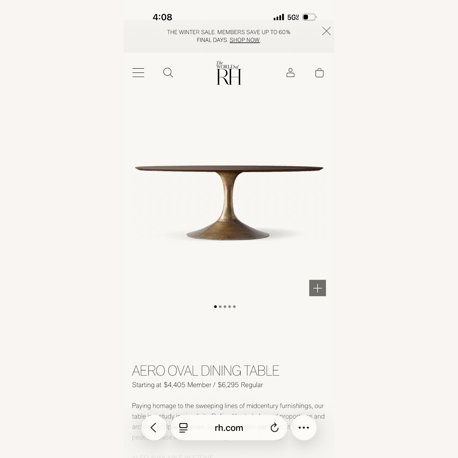 Restoration Hardware Dark Brown Wood Dining Table - image-4