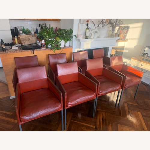 Used Set of 8 KFF Red Leather Chairs Vintage 1980s. for sale on AptDeco