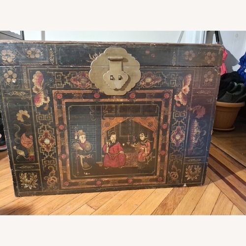 Used Vintage/Antique Dark Brown Wood Chest for sale on AptDeco