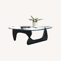 Herman Miller Style Black Glass Coffee Table