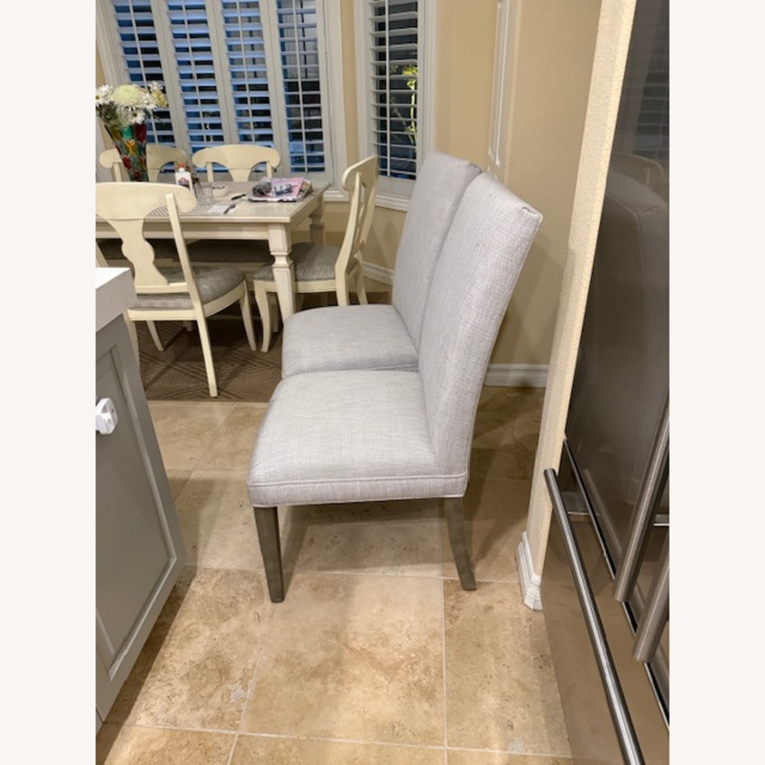 Restoration Hardware Light Gray Wood Dining Table - image-9