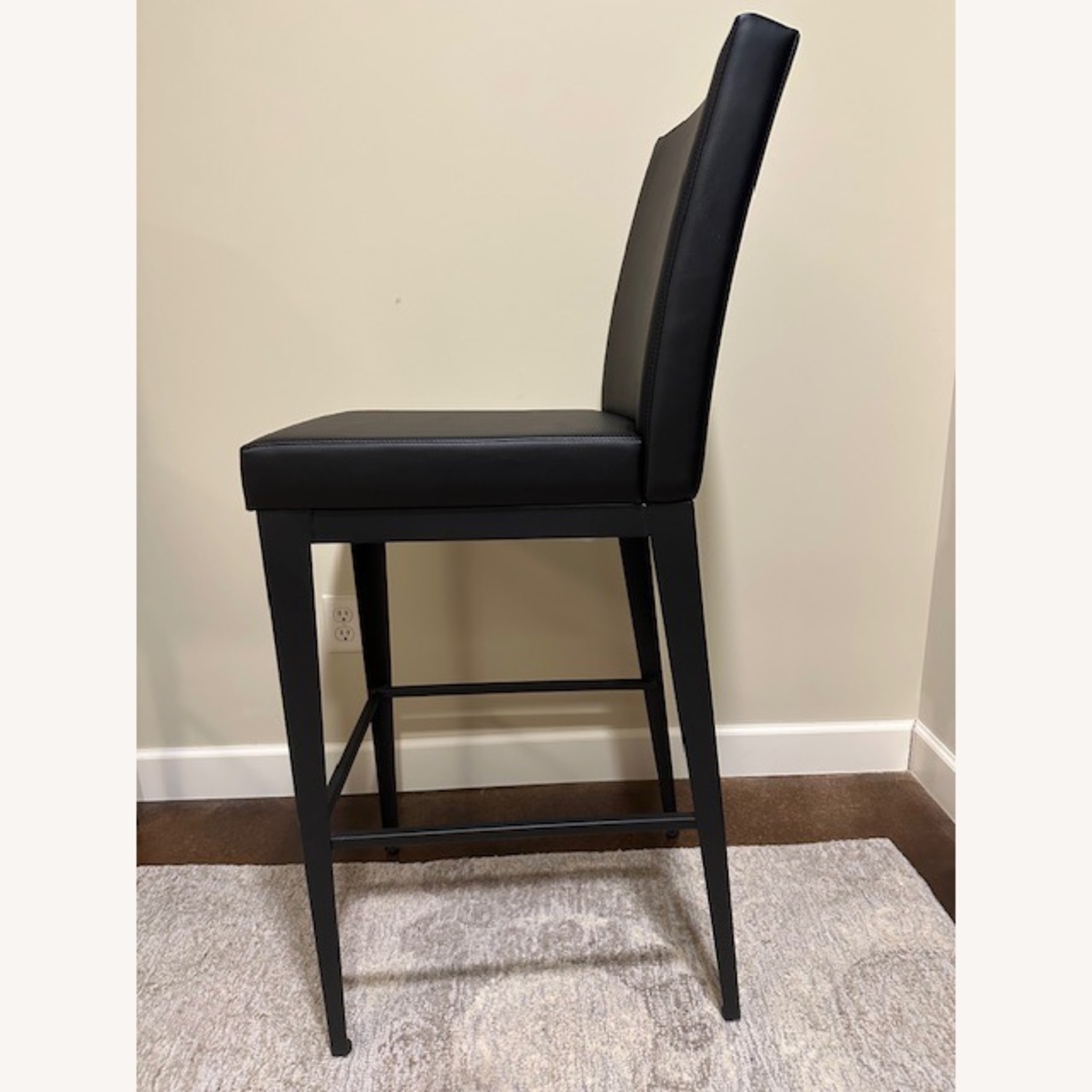 Black Leather Stool Chairs - image-2
