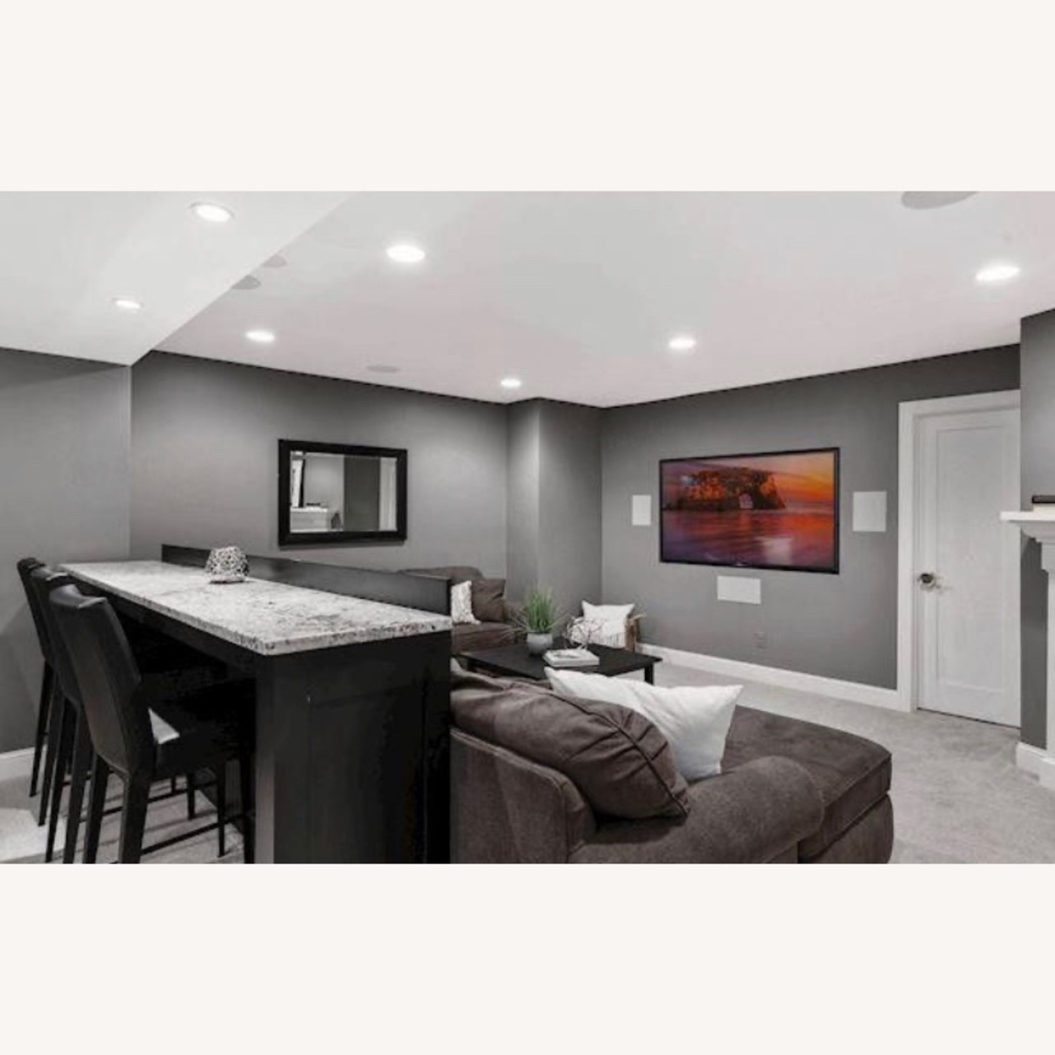 Black Leather Stool Chairs - image-5