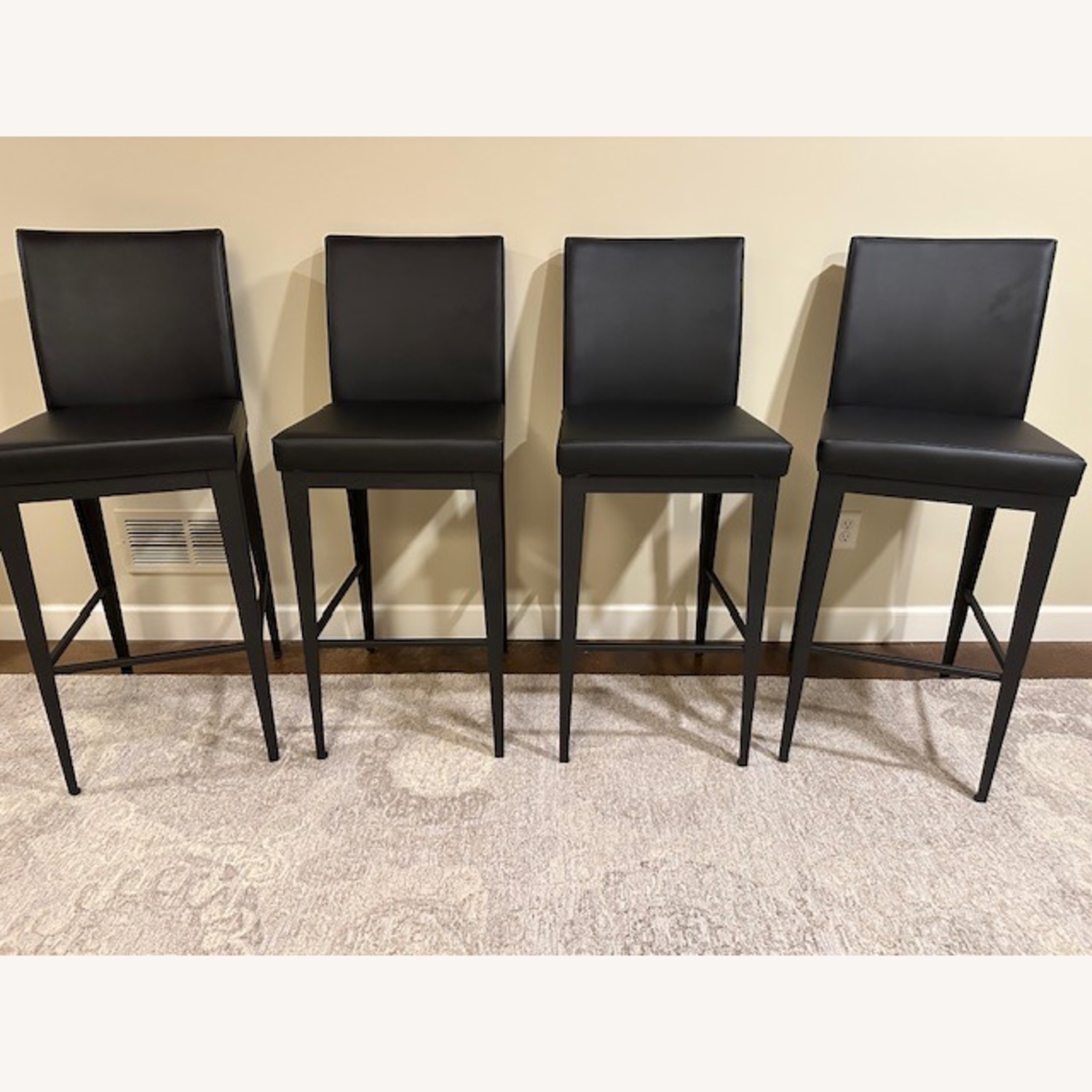 Black Leather Stool Chairs - image-1