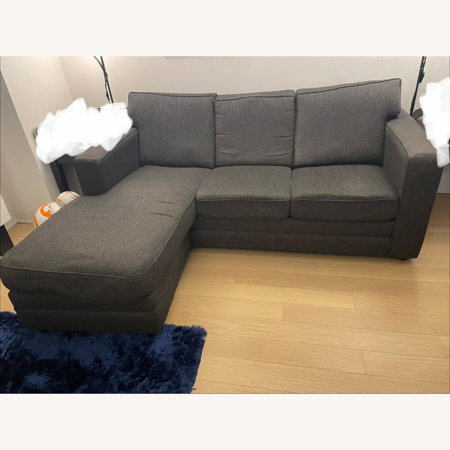 Jennifer Convertibles Dark Gray Chaise Lounge - image-2