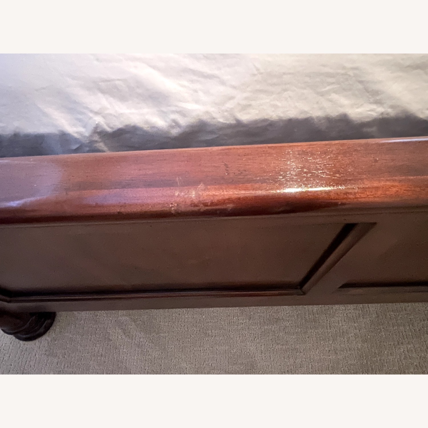 Vintage/Antique Dark Brown Queen Bed - image-3