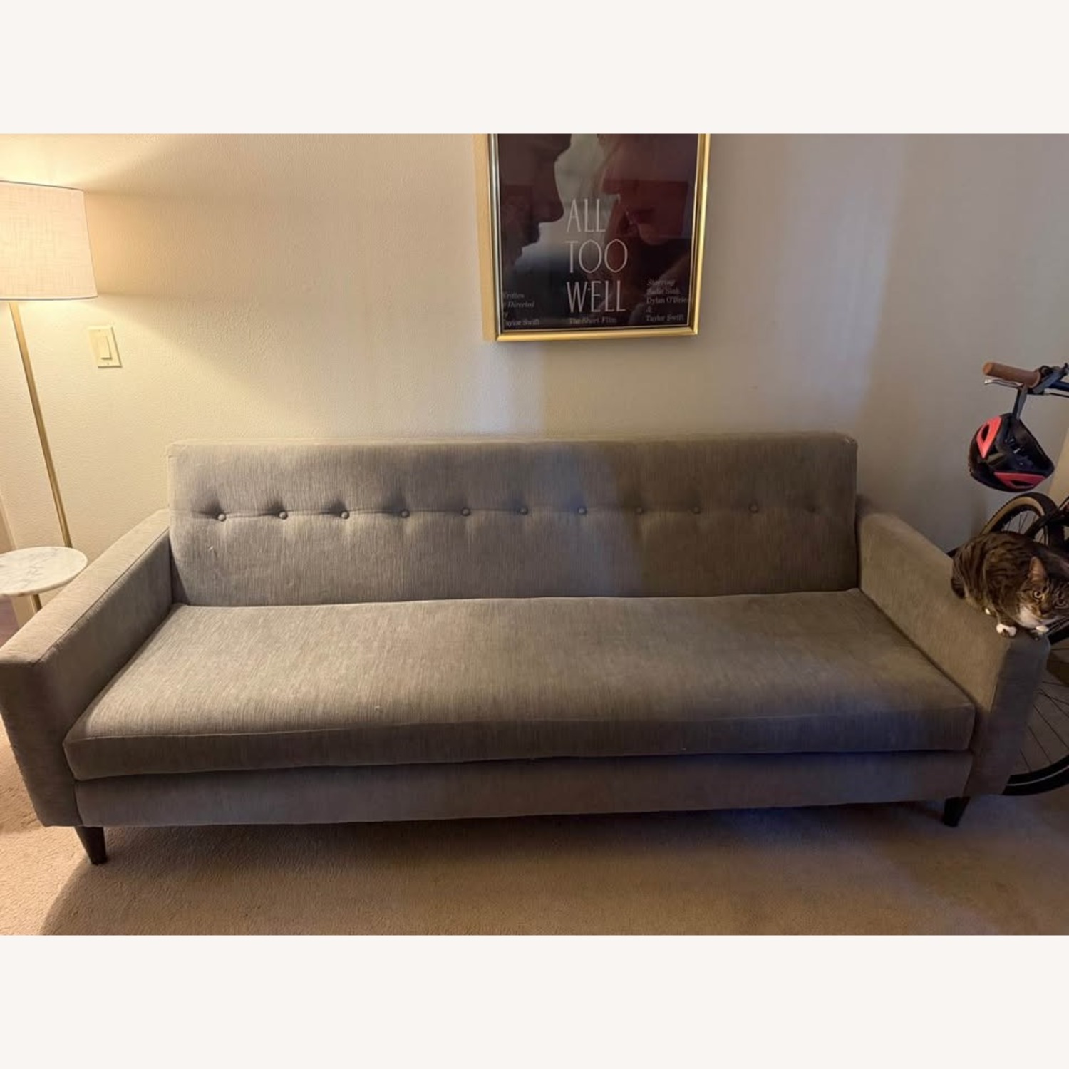 Room & Board Light Gray Velvet 3+ Seater Sofa - image-1