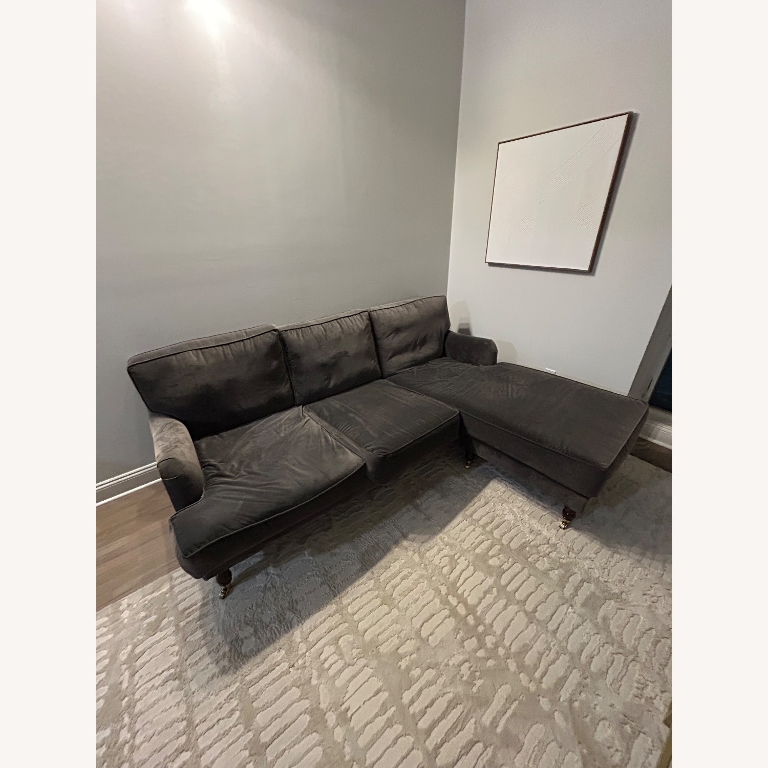 West Elm Dark Brown Cotton 2 Piece Sectional - image-2