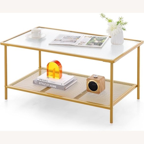 Used Amazon Transparent Metal Coffee Table for sale on AptDeco