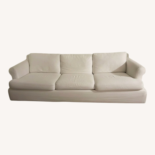 Used Pottery Barn Newport Roll Arm Upholstered Grand Sofa for sale on AptDeco