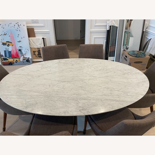 Used France and Son Carrara Marble Pedestal Tulip Dining Table for sale on AptDeco