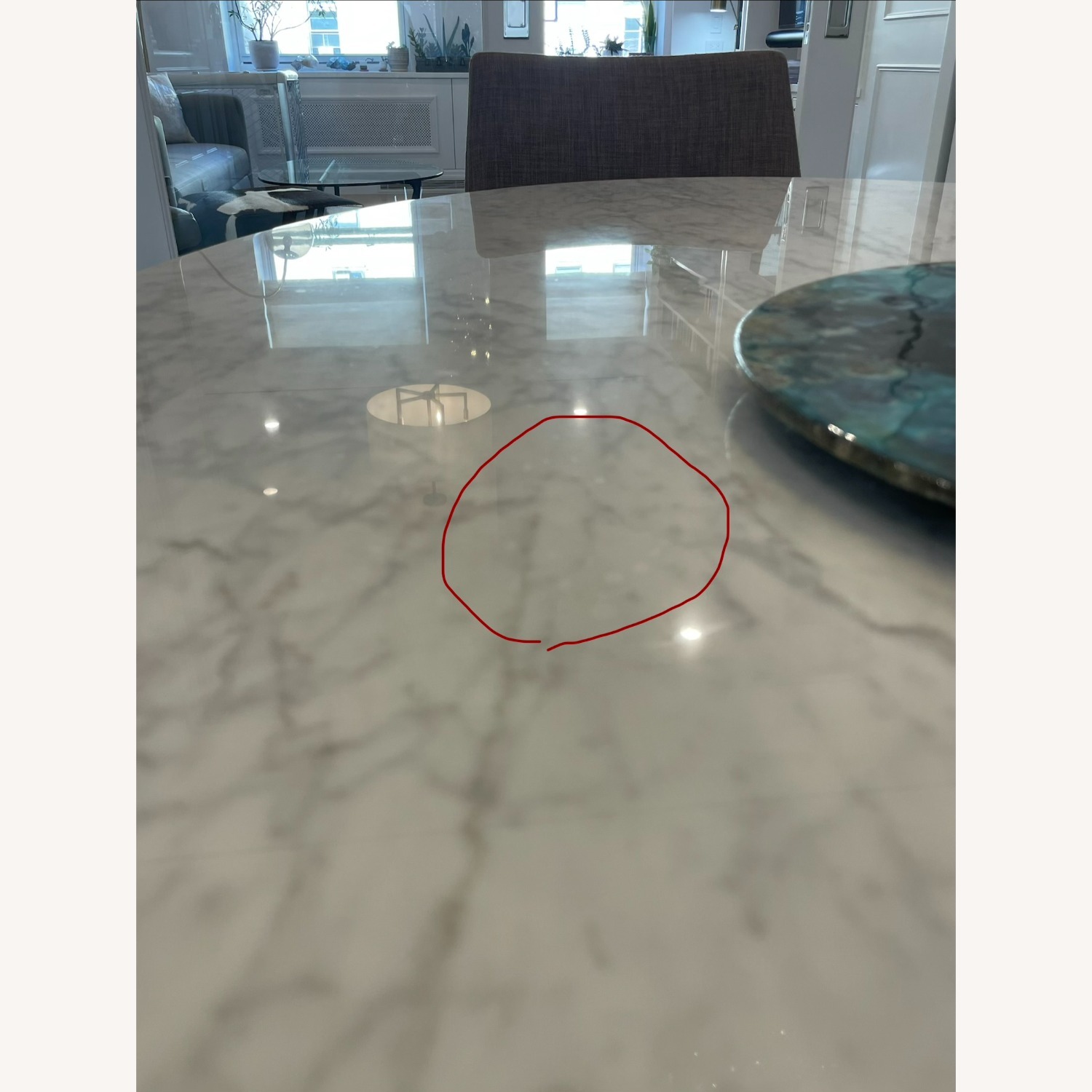 France and Son Carrara Marble Pedestal Tulip Dining Table - image-11