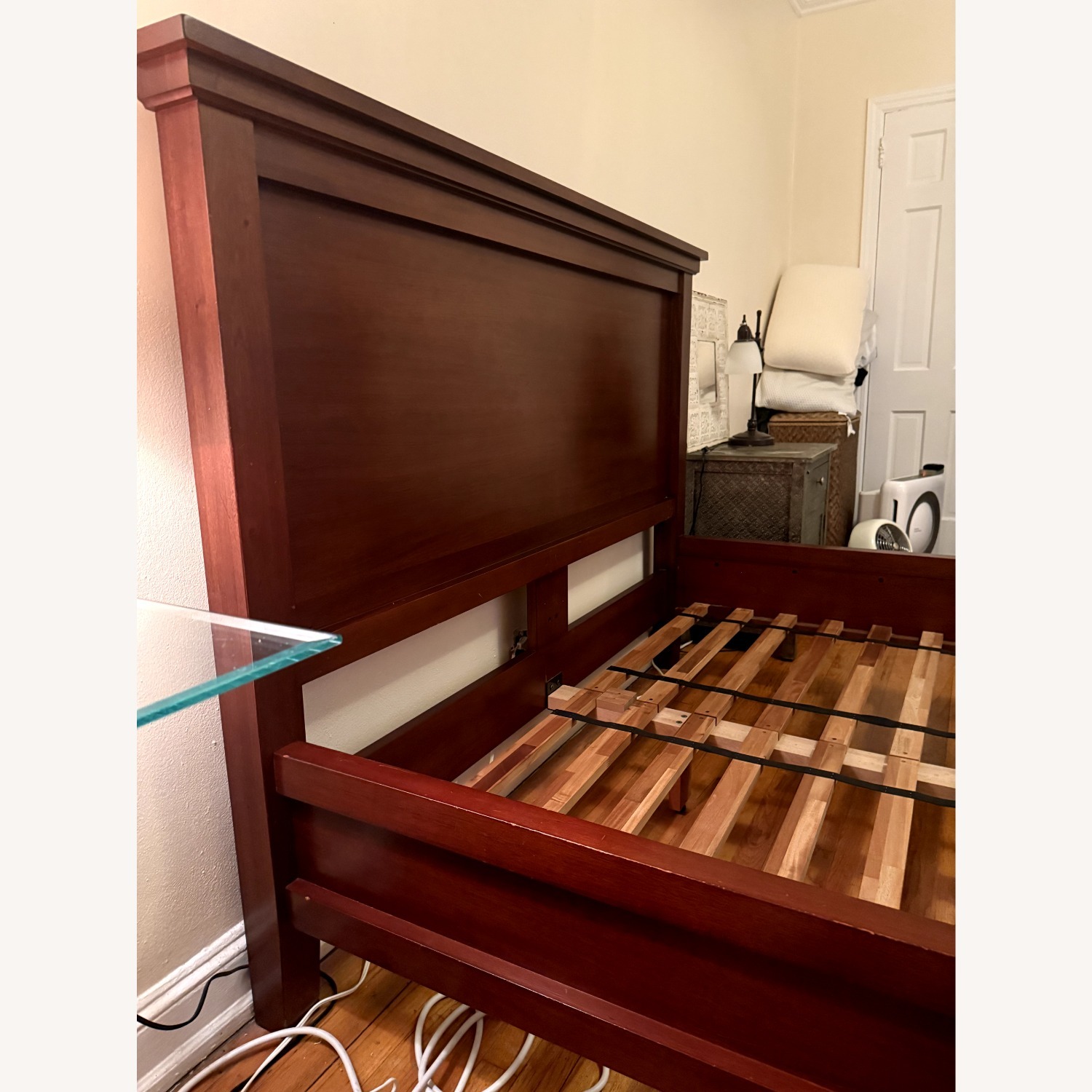 Pottery Barn Farmhouse Dark Brown Wood Queen Bed - image-3