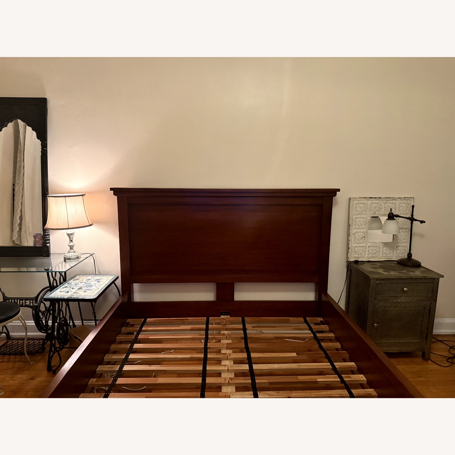 Pottery Barn Farmhouse Dark Brown Wood Queen Bed - image-2