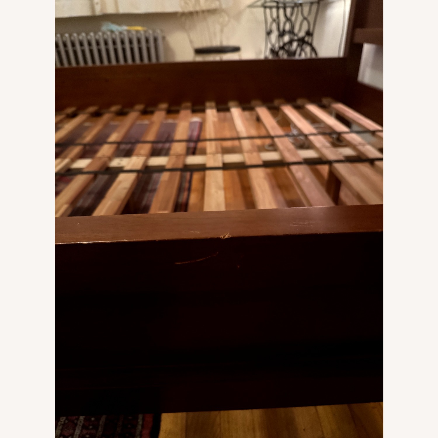 Pottery Barn Farmhouse Dark Brown Wood Queen Bed - image-9