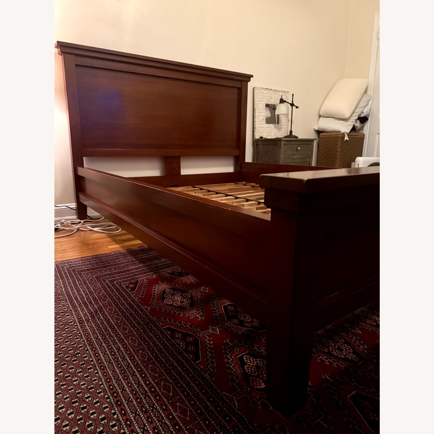 Pottery Barn Farmhouse Dark Brown Wood Queen Bed - image-4
