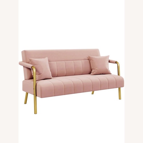 Used Vintage/Antique Pink Polyurethane Loveseat for sale on AptDeco