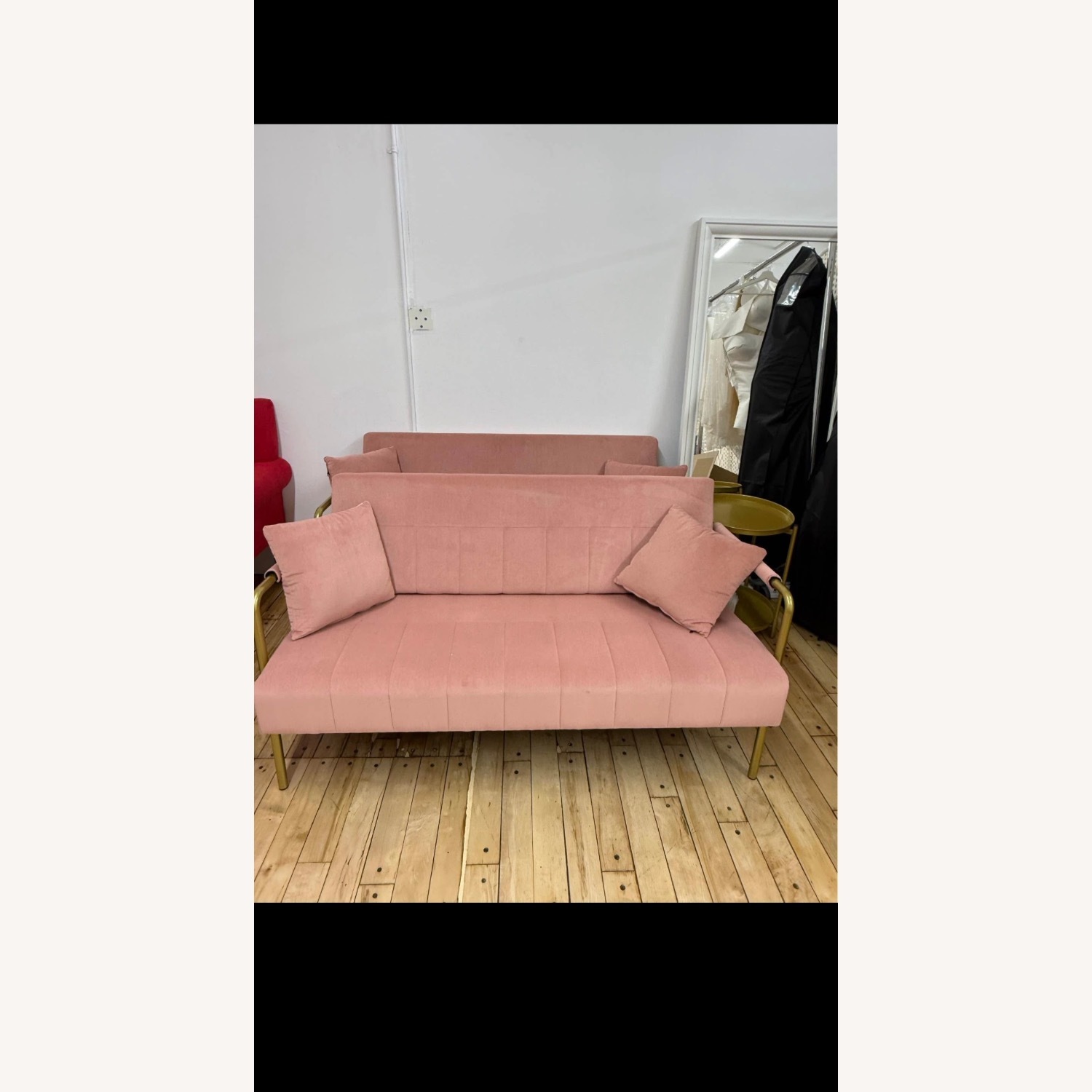 Vintage/Antique Pink Polyurethane Loveseat - image-3