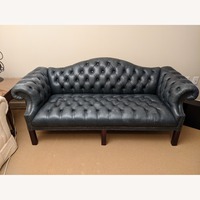 Vintage/Antique Blue Leather 3+ Seater Sofa