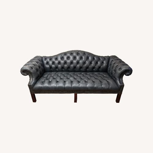Used Vintage/Antique Blue Leather 3+ Seater Sofa for sale on AptDeco