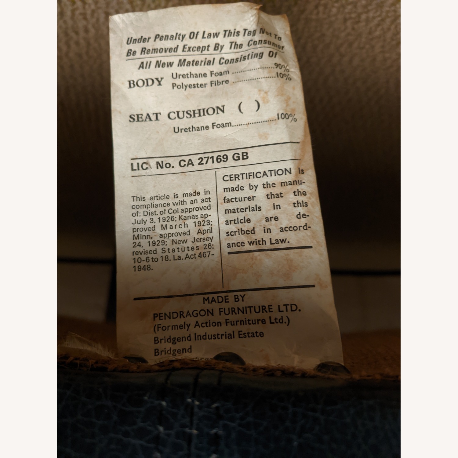 Vintage/Antique Blue Leather 3+ Seater Sofa - image-2