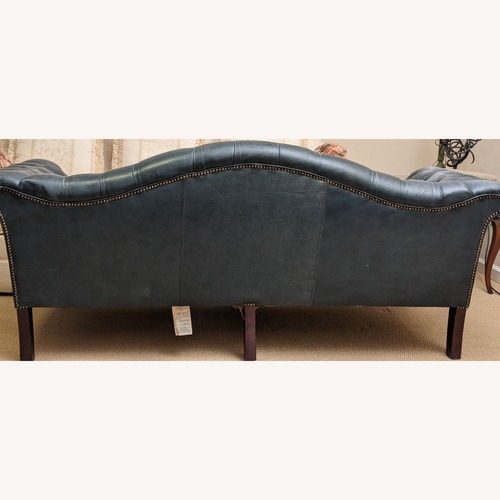 Used Vintage/Antique Blue Leather 3+ Seater Sofa for sale on AptDeco