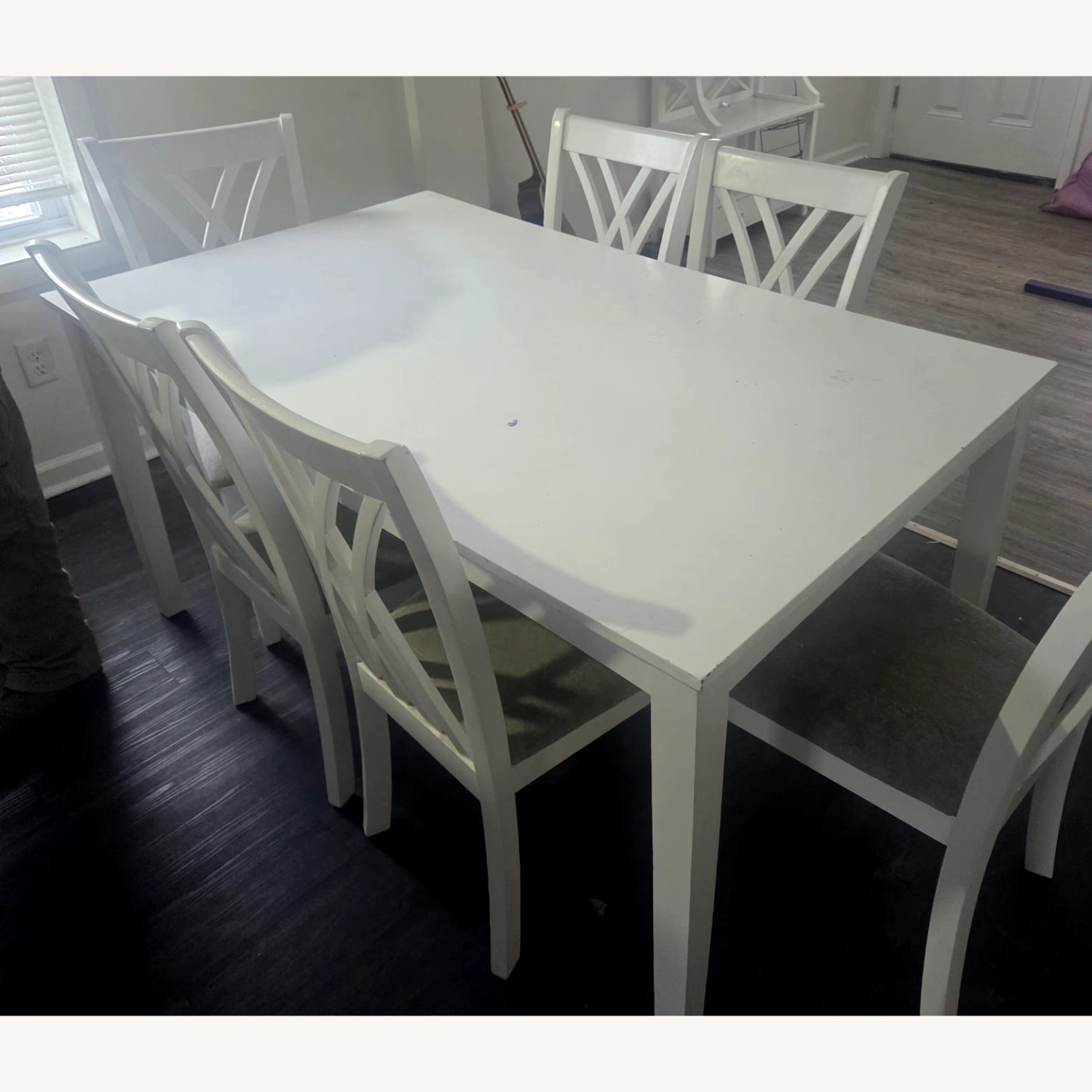 White Dining Room Table with 6 Chairs  - image-2