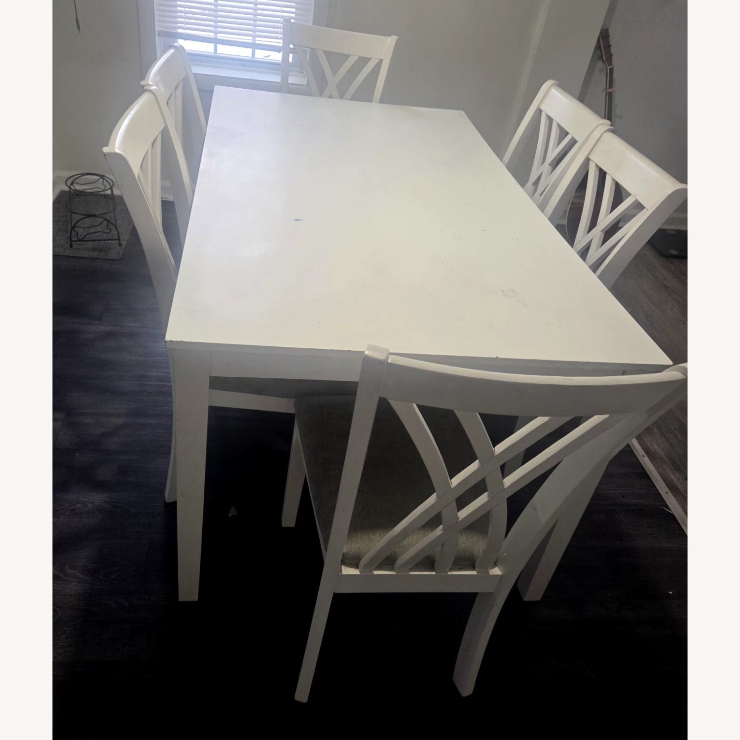 White Dining Room Table with 6 Chairs  - image-1