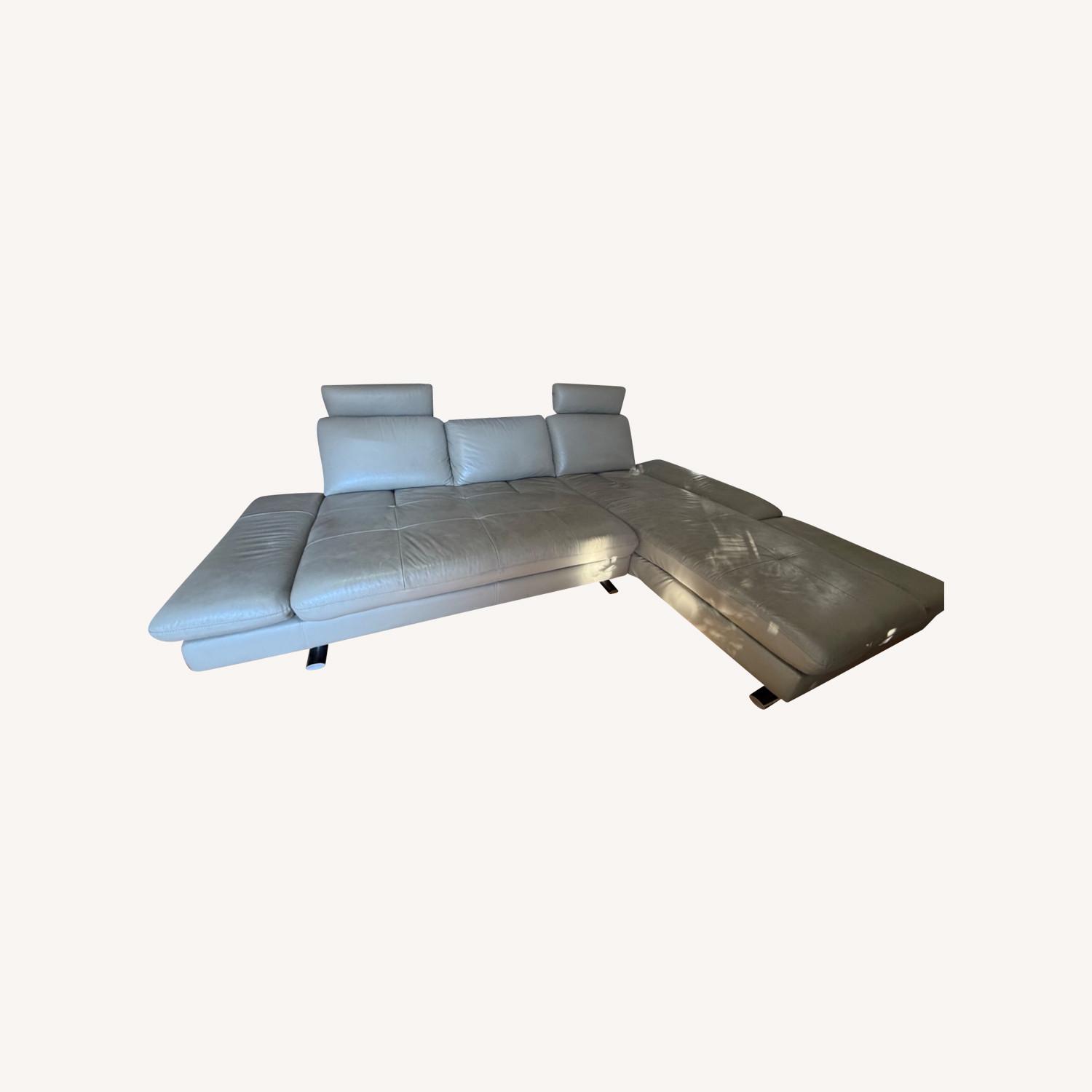 Natural Leather 2 Piece Sectional - image-0