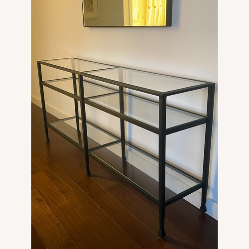 Used Pottery Barn Tanner Glass Console Table for sale on AptDeco