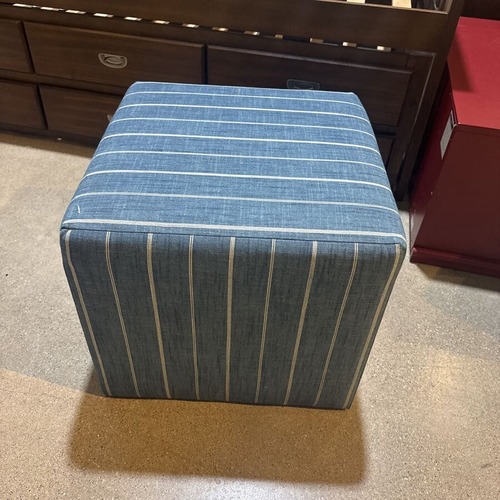 Used Indigo Fritz Upholstered Custom Cube Ottoman for sale on AptDeco