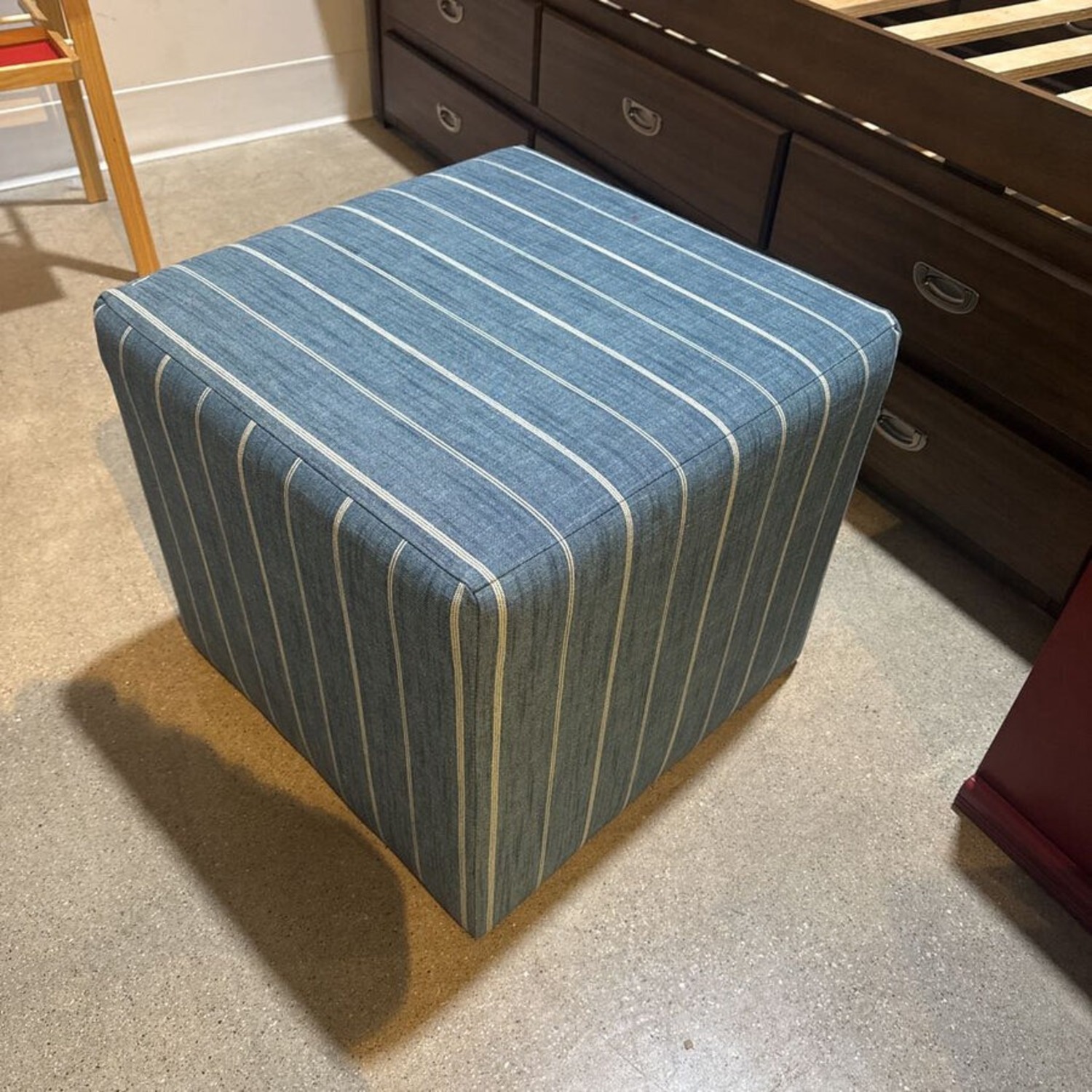 Indigo Fritz Upholstered Custom Cube Ottoman - image-1