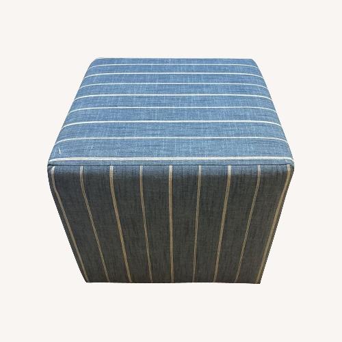Used Indigo Fritz Upholstered Custom Cube Ottoman for sale on AptDeco
