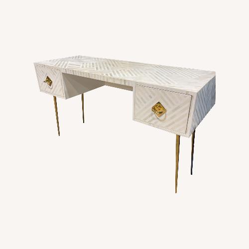 Used Optical Pattern Bone Inlay 2-Drawer Desk for sale on AptDeco